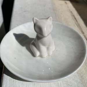 Cottagecore Hygge Vibes Snow Fox Trinket Tray ceramic